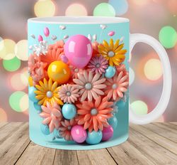 3d balloon flowers mug, 11oz and 15oz mug, mug design
