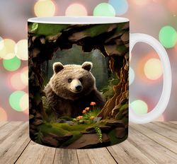 3d bear hole in a wall mug, 11oz 15oz mug, mug design
