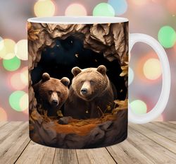 3d bear mug, 11oz and 15oz mug, mug design