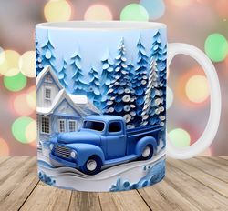 3D Blue Truck Mug, 11oz 15oz Mug, Mug Design