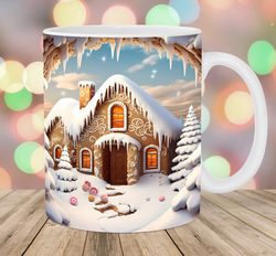 3D Gingerbread House Mug, 11oz 15oz Mug, Mug Design