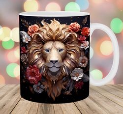 3D Gold Lion Mug, 11oz And 15oz Mug, Mug Design