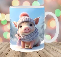 3D Pig Christmas Mug, 11oz And 15oz Mug, Mug Design