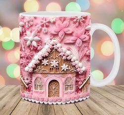 3D Pink Gingerbread House Mug, 11oz And 15oz Mug, Mug Design