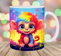 Colorful Neon Monkey Mug, 11oz And 15oz Mug, Mug Design