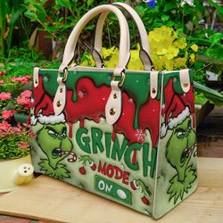 Grinch Christmas Leather Bag,The Grinch Leather Handbag,The Grinch Crossbody Bag