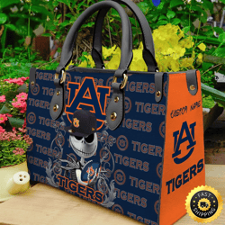 Auburn Tigers NCAA Jack Skellington Women Leather Bag