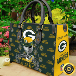 Green Bay Packers NFL Jack Skellington Women Leather Bag