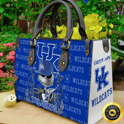 Kentucky Wildcats NCAA Jack Skellington Women Leather Bag