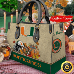 NCAA Miami Hurricanes Autumn Women Leather Bag
