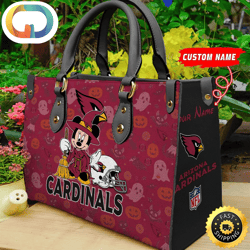Arizona Cardinals NFL Minnie Halloween Women Leather Hand Bag