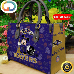 Baltimore Ravens NFL Minnie Halloween Women Leather Hand Bag