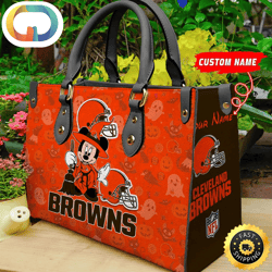 Cleveland Browns NFL Minnie Halloween Women Leather Hand Bag