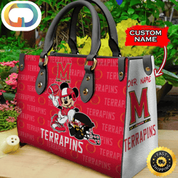 Custom Name Ncaa Maryland Terrapins Mickey Leather Bag