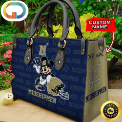 Custom Name Ncaa Navy Midshipmen Mickey Leather Bag