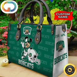 Custom Name Ncaa Ohio Bobcats Mickey Leather Bag