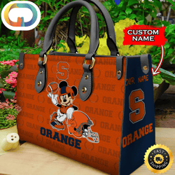 Custom Name Ncaa Syracuse Orange Mickey Leather Bag
