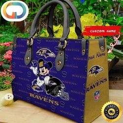 Custom Name NFL Baltimore Ravens Leather Bag