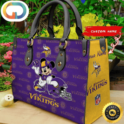 Custom Name NFL Minnesota Vikings Leather Bag