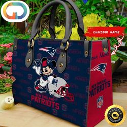 Custom Name NFL New England Patriots Leather Bag