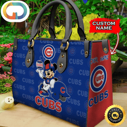 Custom Name USA MLB Chicago Cubs Mickey Leather Bag