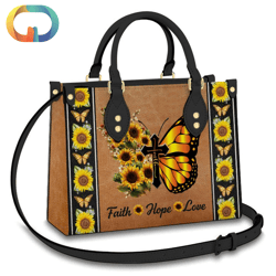 Faith Butterfly Sunflower Leather Women Handbags