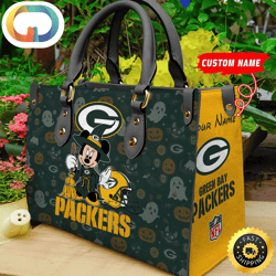Green Bay Packers NFL Minnie Halloween Women Leather Hand Bag