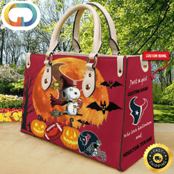 Houston Texans NFL Snoopy Halloween Women Leather Hand Bag