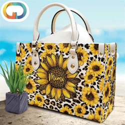 Leopard Sunflower Personalized Leather Bag