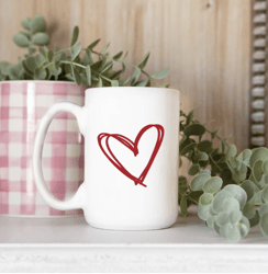 heart doodle valentine's day coffee mug, valentine mug, valentines gift, valentines day gift for her