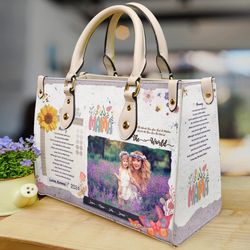 Mothers Day Gift Personalized Leather Bag Handbag, Custom Photo Bag, Customized Shoulder Bag
