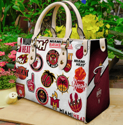 Miami Heat Leather Hand Bag, Women Leather Hand Bag, Gift for Her, Gift For Lovers