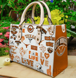 Texas Longhorns Leather Hand Bag, Women Leather Hand Bag, Gift for Her, Gift For Lovers