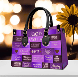 Christianartbag Handbags, God Says I Am Leather Handbag Purple, Gifts for Women, Gift for Her, Gift For Lovers