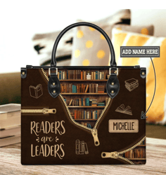 Readers Are Leaders Personalized Leather Bag, Personalized Gifts, Gift for Her, Gift For Lovers
