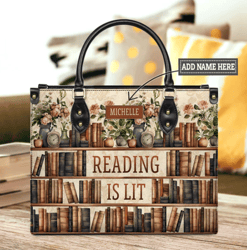 Reading Is Lit Personalized Leather Bag, Personalized Gifts, Gift for Her, Gift For Lovers