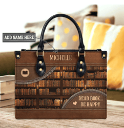 Reading Book Be Happy Personalized Leather Bag, Personalized Gifts, Gift for Her