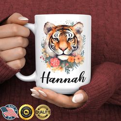 tiger coffee mug, tiger mug with name for women, tiger gift