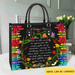 Personalized Teacher Prayer Leather Handbag, Women Leather HandBag, Gift for Her
