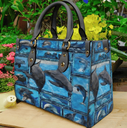 Dolphin Lover Leather Handbag, Women Leather HandBag, Gift for Her