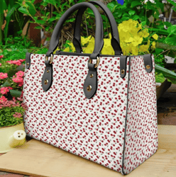 Cherries Red And White Cute Leather Handbag, Women Leather HandBag, Gift for Her