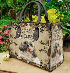 Life Is Better With A Shih Tzu Leather Handbag, Women Leather HandBag, Gift for Her