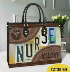 Nurse Personalized Name Leather Handbag, Women Leather HandBag, Gift for Her, Birthday Gift, Mother Day Gift