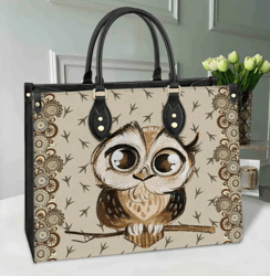 Cute Owl Boho Bohemian Leather Handbag, Women Leather HandBag, Gift for Her, Birthday Gift, Mother Day Gift