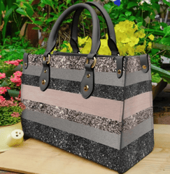 Glitter Glam Twinkle Stripes Leather Handbag, Women Leather HandBag, Gift for Her, Birthday Gift, Mother Day Gift