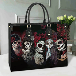Sugar Skull Day Of The Dead Handbag, Women Leather HandBag, Gift for Her, Birthday Gift