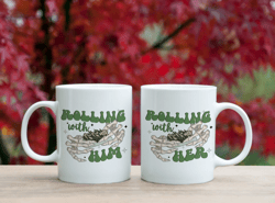 Stoner Couple Coffee Mug, Rolling With Him Mug, Stoner Gifts for him, Pothead Valentine Cup, Weed Gift from Wife