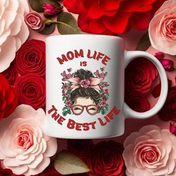 heart print mom ceramic mug, mom life coffee mug, mothers day gift mug