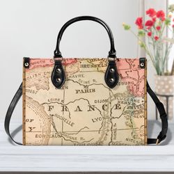 Map Print Handbag, Map Print Purse, Travel Bag, Gift For Traveler, Travel Handbag, Travel Purse