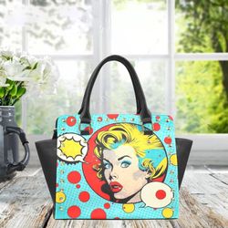 Pop Art Handbag, Retro-Chic Purse, Unique Print Bag, Trendsetter Fashion, Playful Retro Mod Style Purse